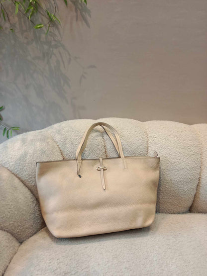 Salvatore Ferragamo Beige Leather Bice Tote