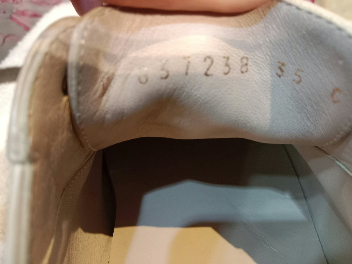 Chanel Interlocking CC Logo Metallic Gold/Beige Lace-up Sneakers with Black Cap Toe Size 35