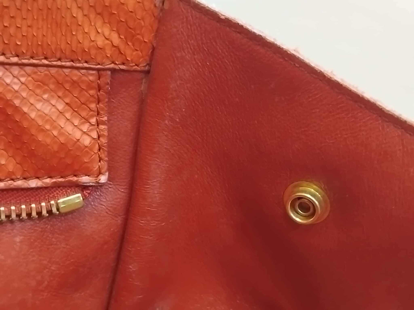 Celine Python Snakeskin Luggage Envelope Tote Bag Orange