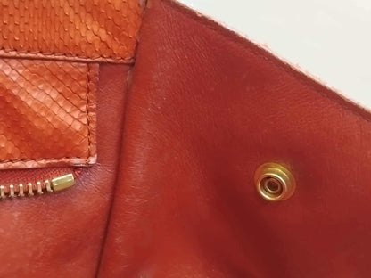 Celine Python Snakeskin Luggage Envelope Tote Bag Orange