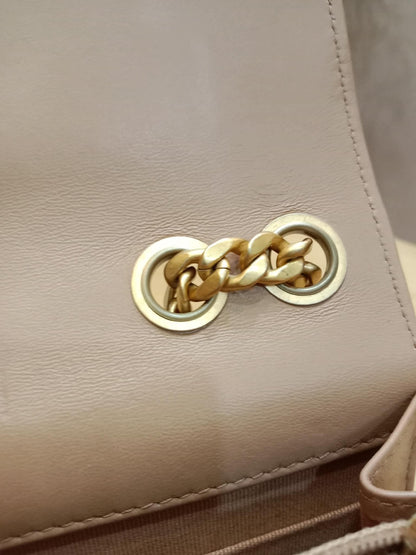Chanel Quilted Wallet On Chain Lambskin Beige Microchipped