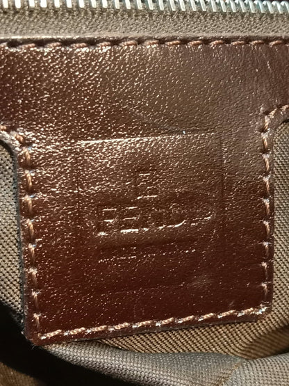 Fendi Zucca Baguette Canvas Shoulder Bag Brown