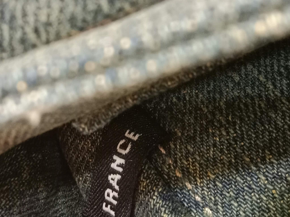 Chanel Vintage Denim and Leather Chocolate Bar Blue Green Denim Series 6