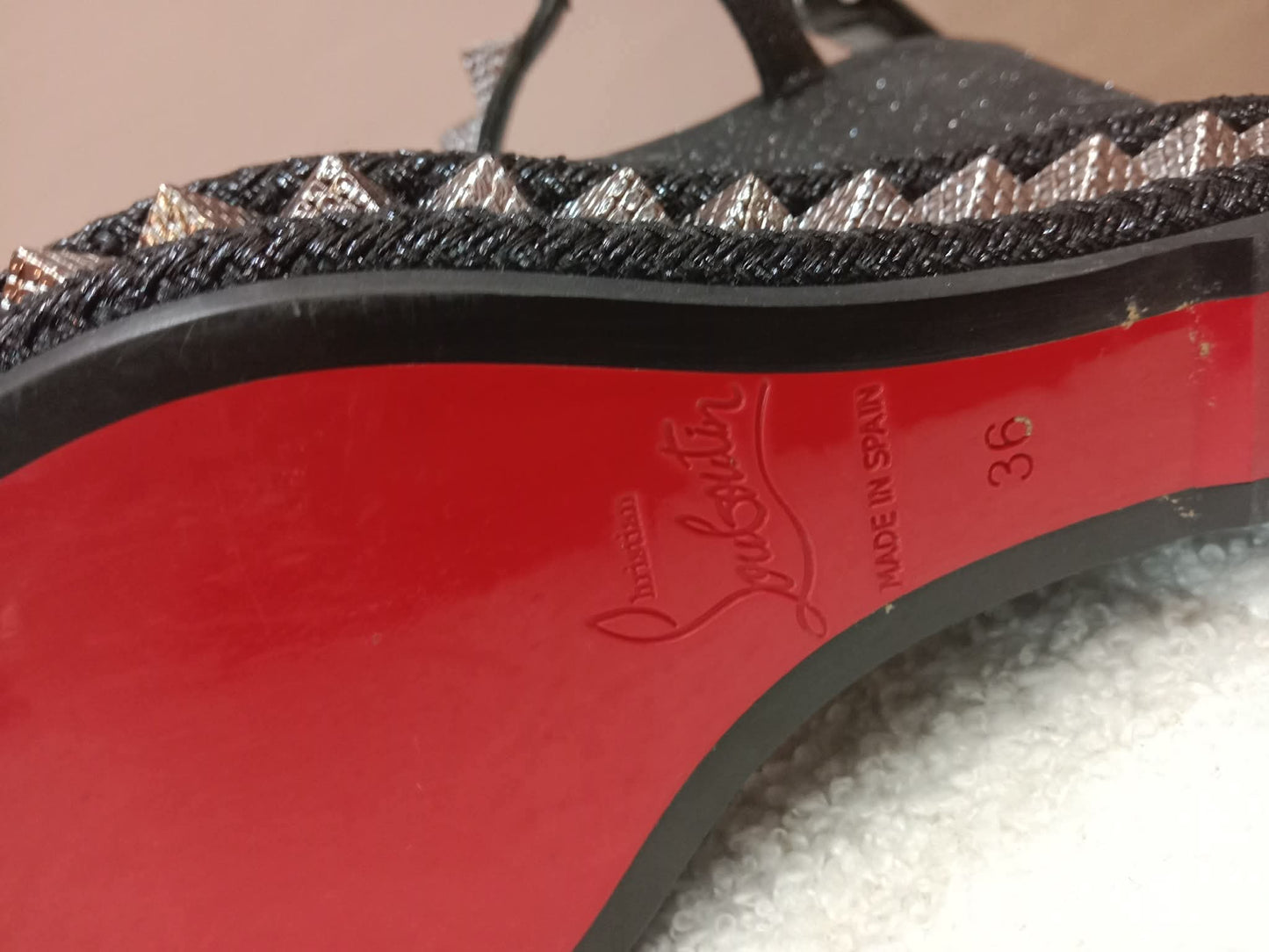 Christian Louboutin Pyraclou Wedge Black Pyramid Studs Size 36