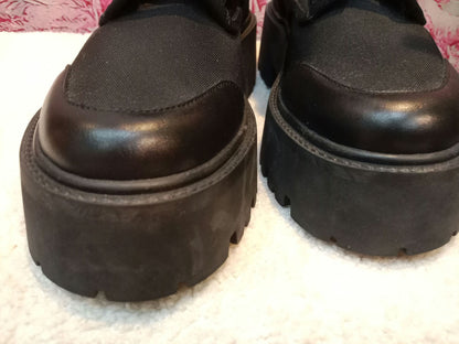 Celine Bulky Laced Up Boots Nylon/Shiny Bull Black Size 37.5
