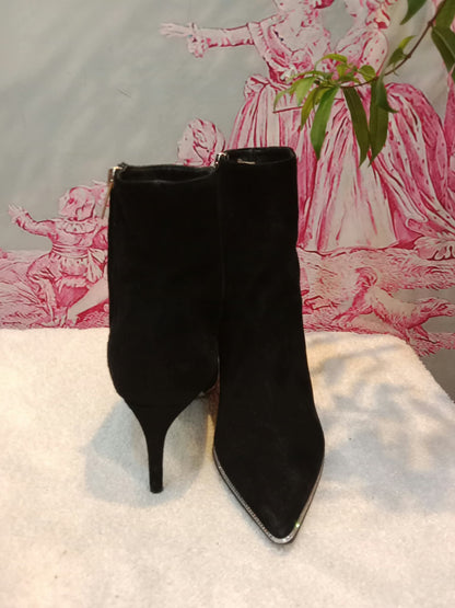 Rene Caovilla Suede Stiletto Ankle Boots Black  Size 37.5