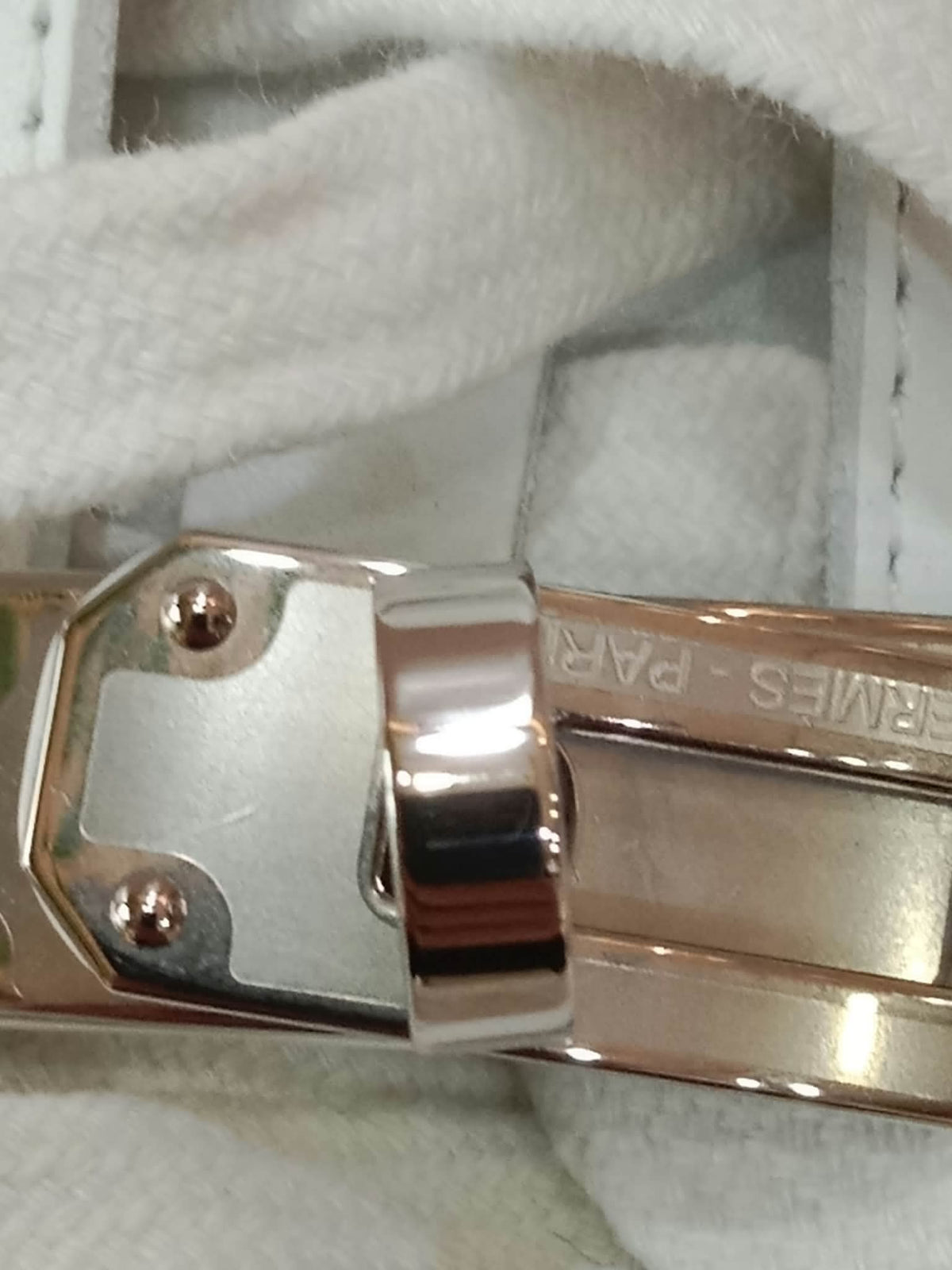 Hermes Day White Kelly Sneakers Rose Gold Buckle Size 35