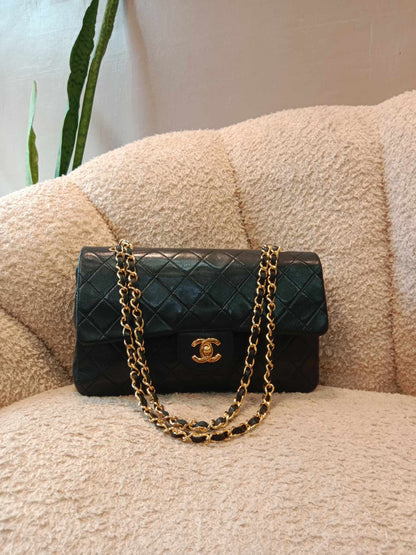 Chanel Vintage Medium Double Flap Lambskin Black Series 1