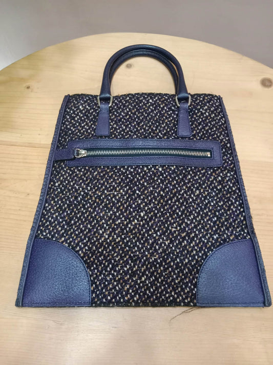Prada Leather and Wool Tweed Tote Bag Purple