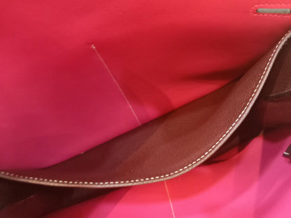 Hermes Halzan 31 Clemence Bicolor Rouge/Pink Stamp B 2023
