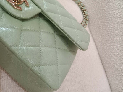 Chanel 24C Timeless Classic Double Flap Caviar Green Caviar Microchipped
