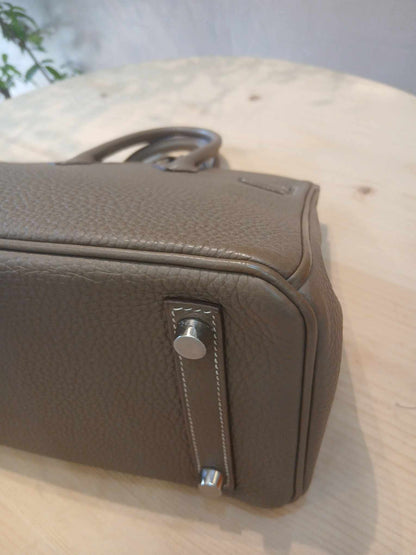 Hermes Birkin 25 Etoupe Clemence Stamp A 2017