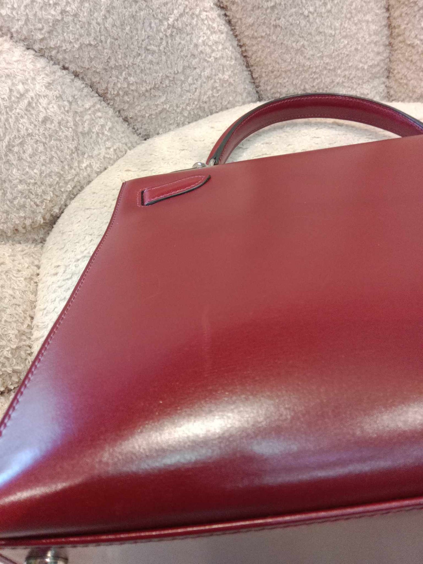 Hermes Kelly 32 Rouge Boxcalf Stamp E Square 2001