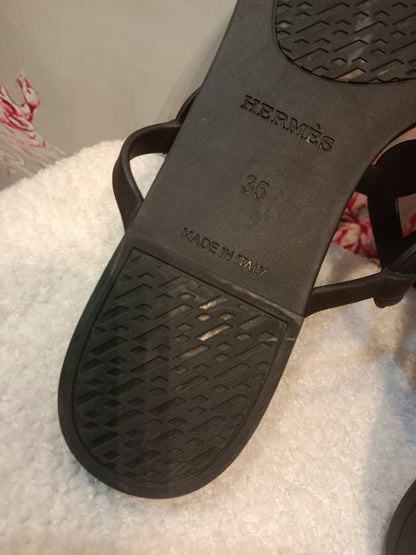 Hermes Egerie Sandals Black Size 35