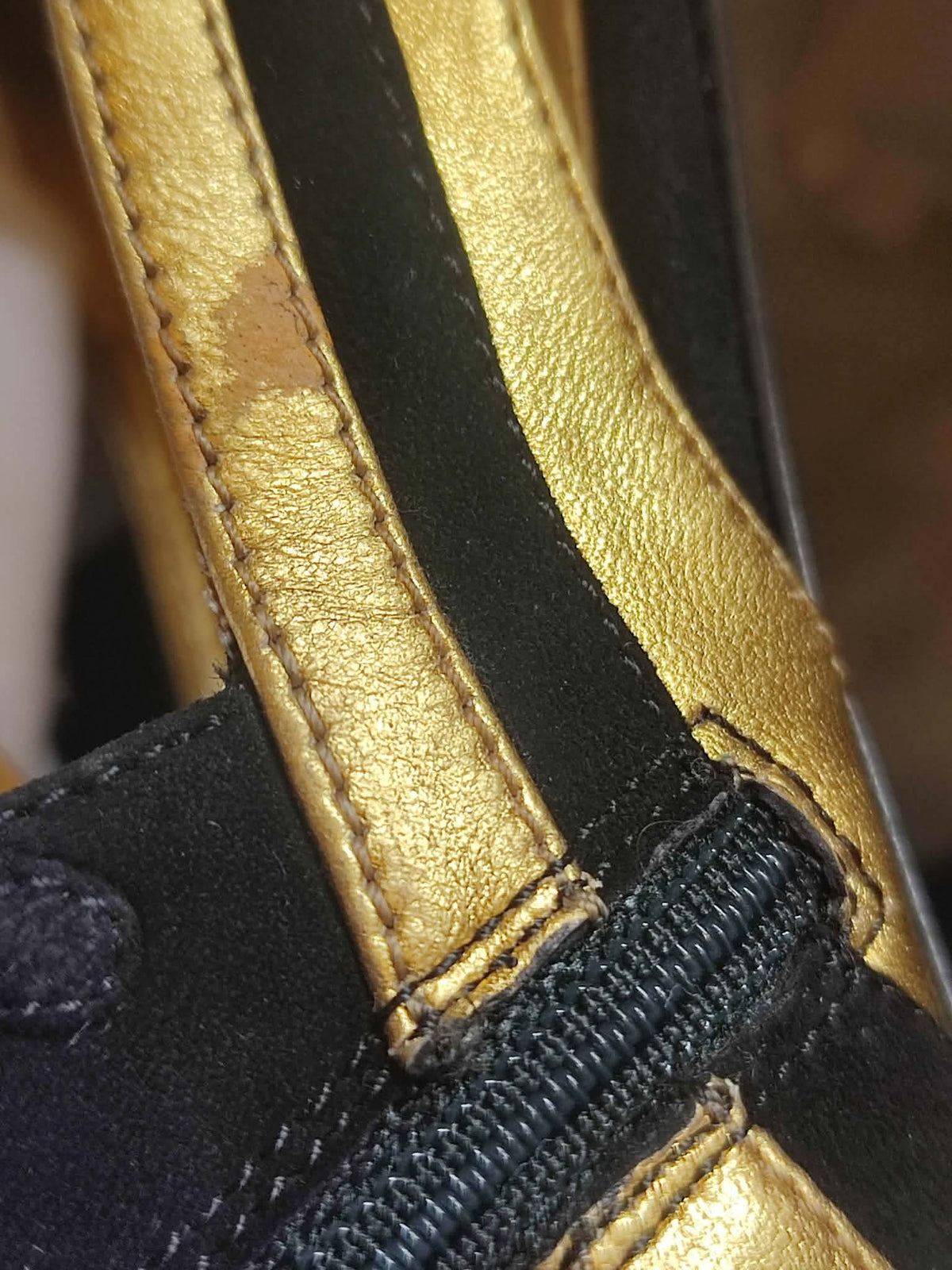 Prada Fairy SS2008 Suede Open-Toe Knee High Boots Black/Gold Size 38