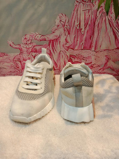 Hermes Bouncing Sneakers Gris Lulea/Blanc Colorway Size 36