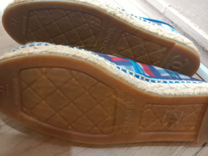 Chanel CC Espadrille Flats Blue Size 37