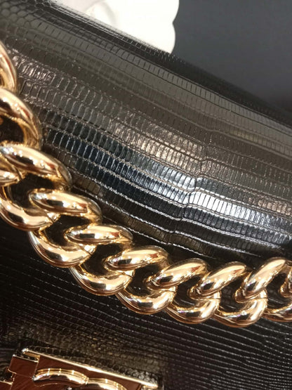 Chanel Leboy Lizard/Calfskin Black Leboy Small Series 27