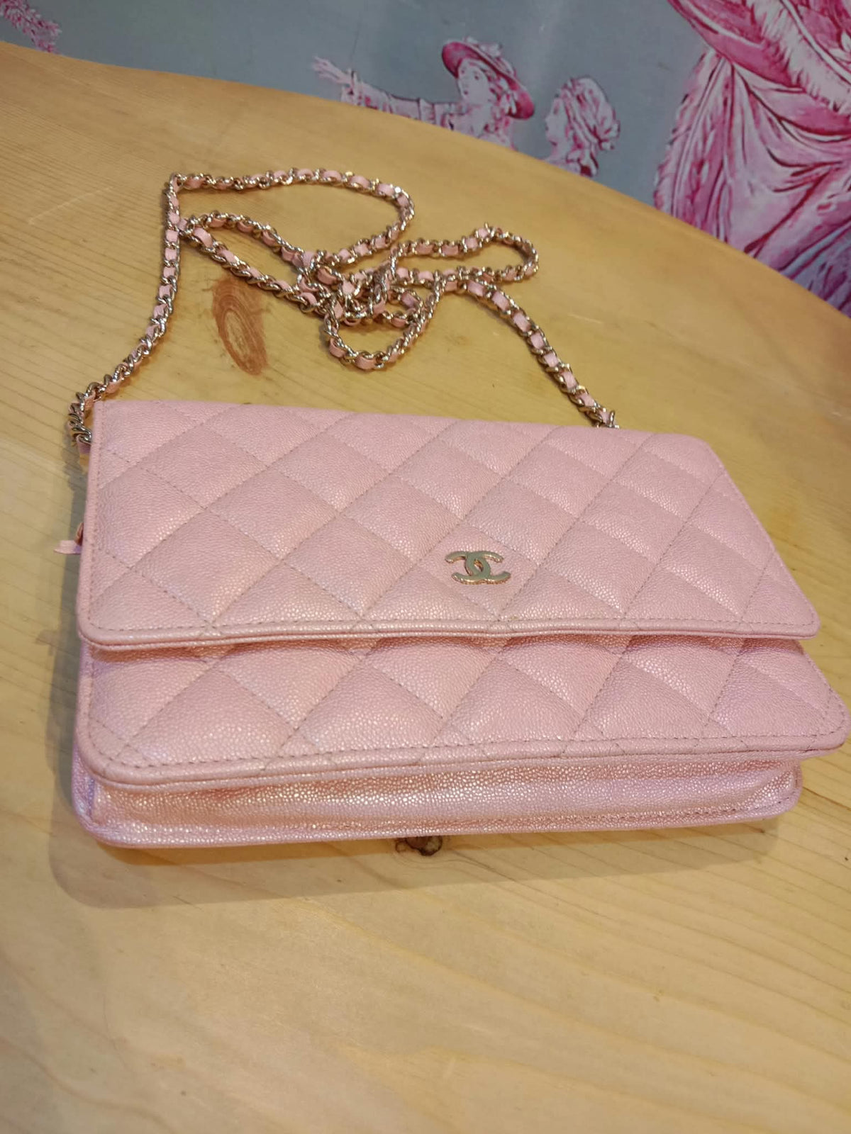 Chanel Classic Wallet on Chain Pink Iridescent Caviar Series 27