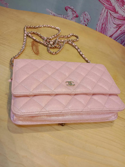 Chanel Classic Wallet on Chain Pink Iridescent Caviar Series 27