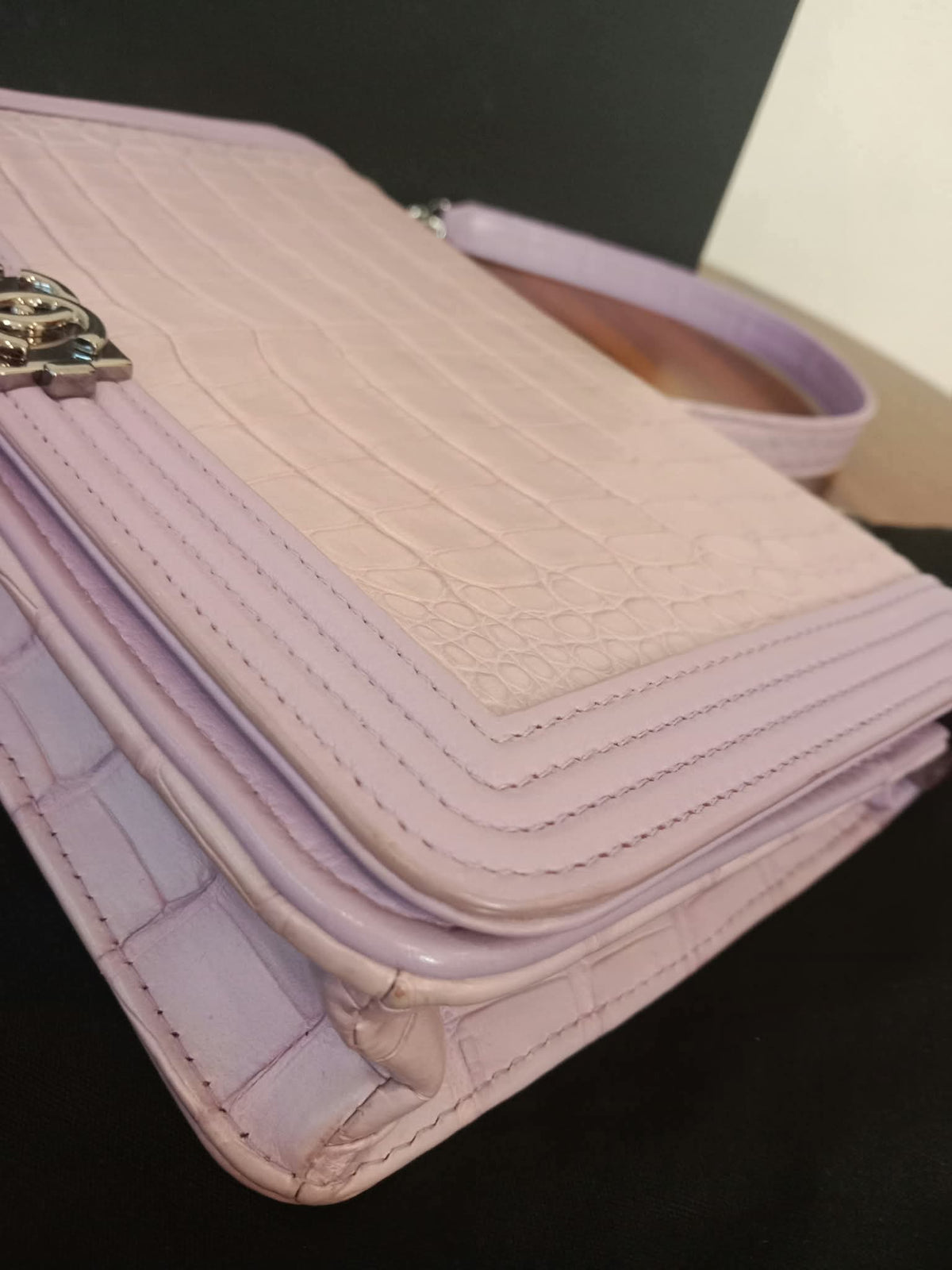 Chanel Boy Flap Wallet on Chain Crocodile Lavender Series 20