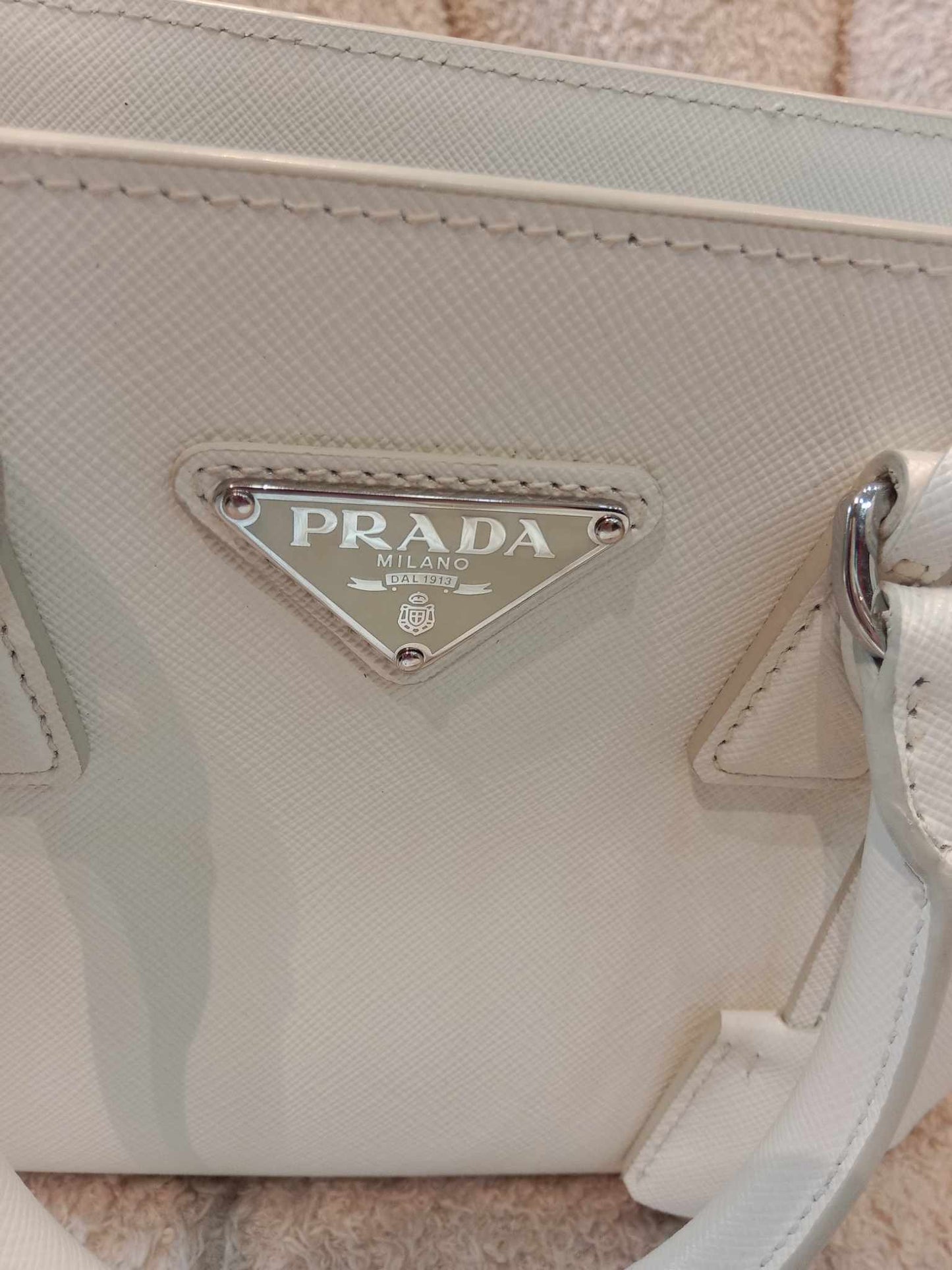 Prada Saffiano White Mini Galleria Tote