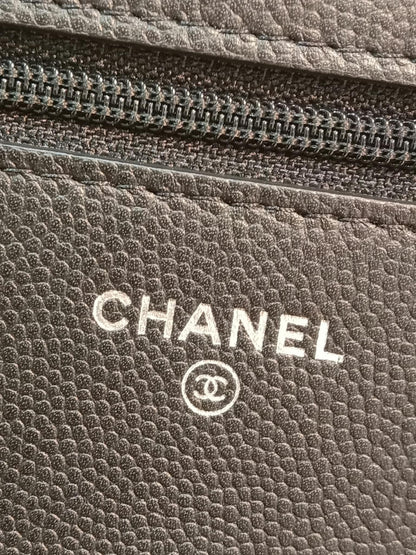 Chanel Camellia Embossed Wallet on Chain Black Series 24