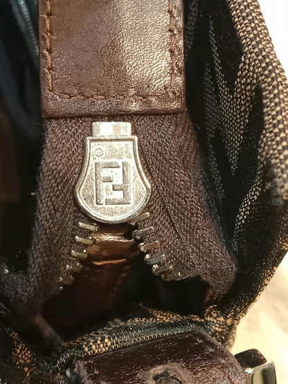 Fendi Zucca Baguette Canvas Shoulder Bag Brown