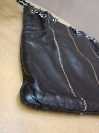 Chanel Drawstring Lambskin Black Tote Bag Series 8