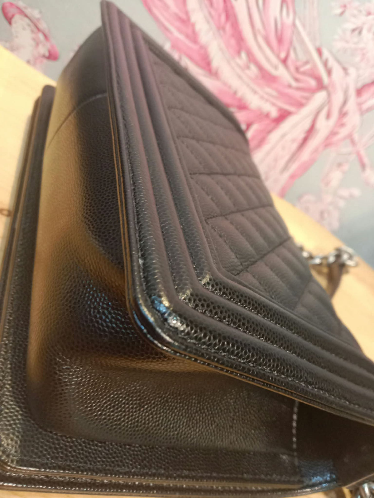 Chanel Boy Flap Black Caviar Old Medium Series 28