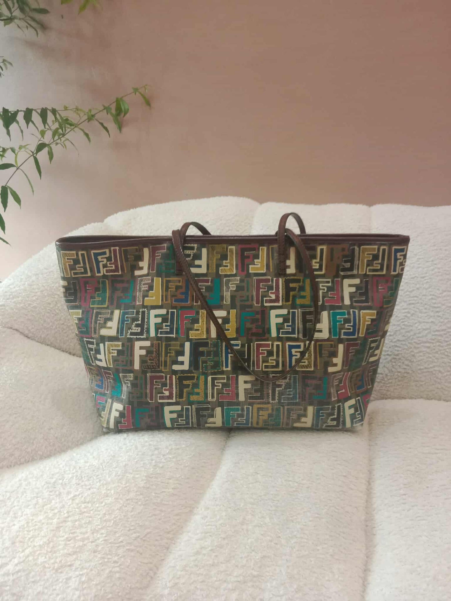 Fendi Multicolor Zucca Spalmati Roll Tote Bag