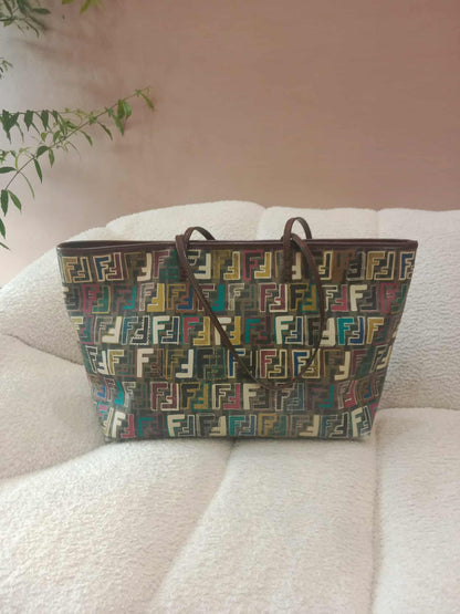 Fendi Multicolor Zucca Spalmati Roll Tote Bag