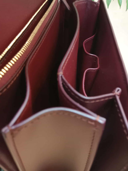Celine Medium Classic Box Bag In Burgundy Calfskin Leather