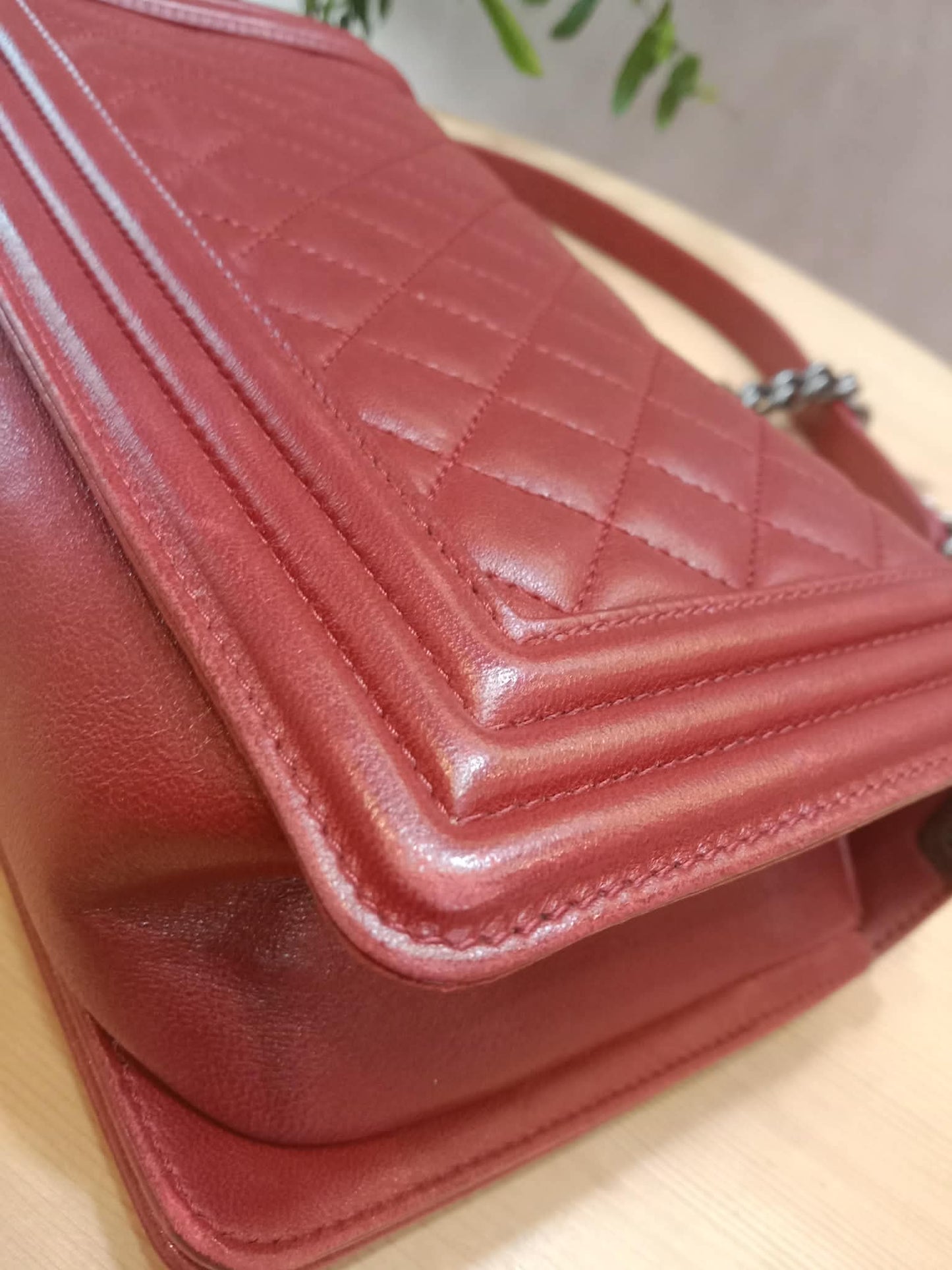 Chanel Le Boy Bag Red Lambskin Medium Series 18