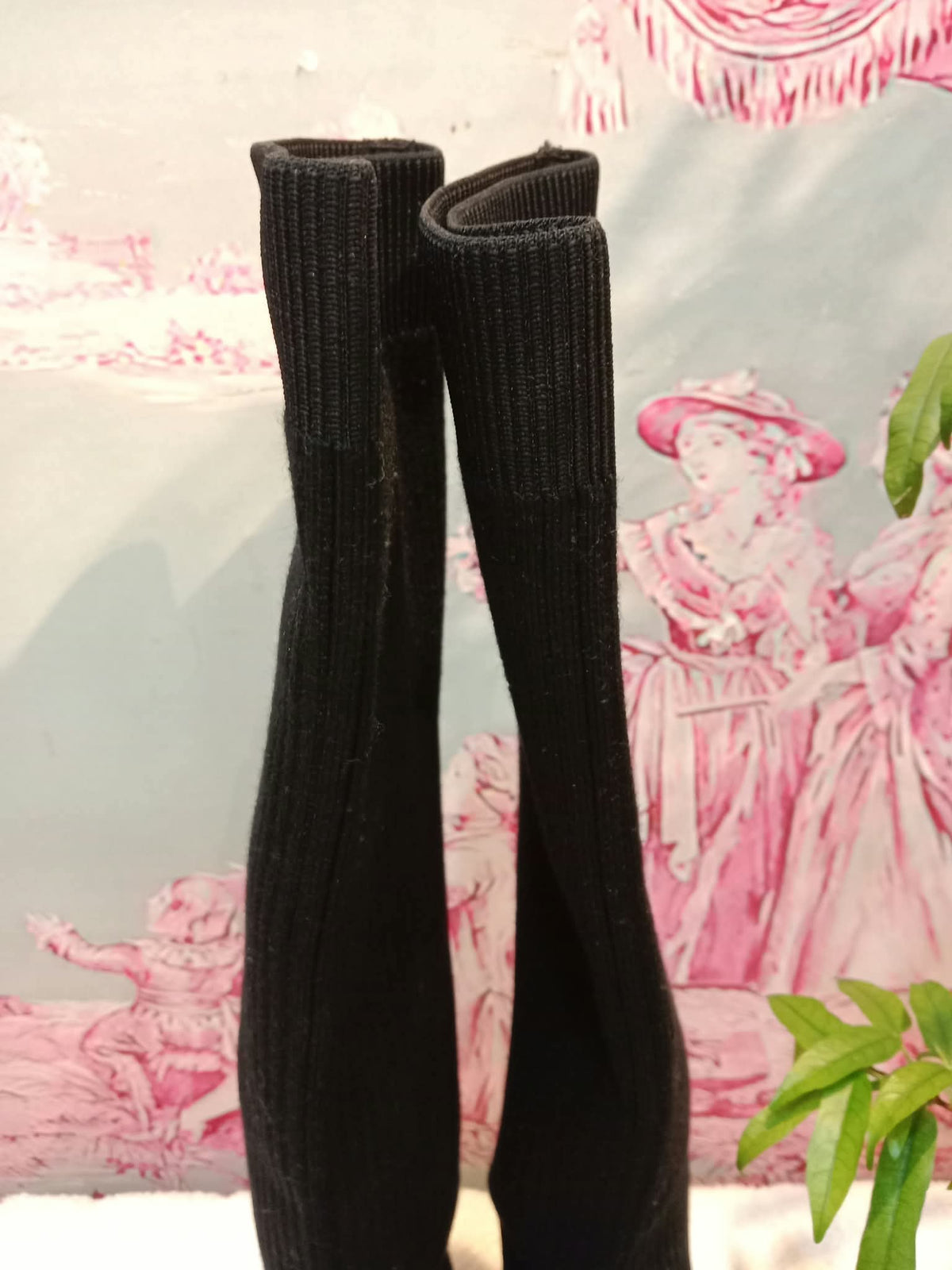 VIVAIA Knit Knee-High Sock Boots Black Size 37 (24)