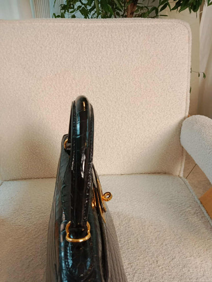 Hermes Kelly 28 Crocodile Noir Stamp S Circle 1989