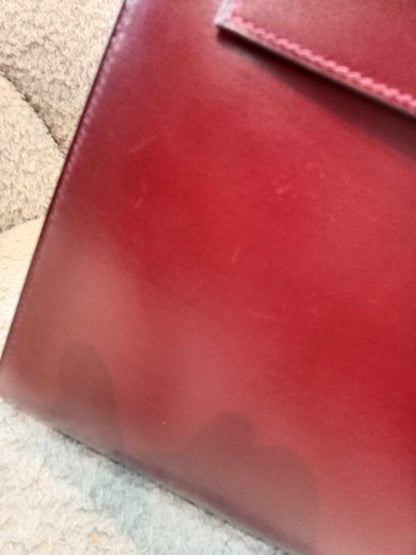 Hermes Kelly 32 Boxcalf Bordeaux Stamp F Square 2002