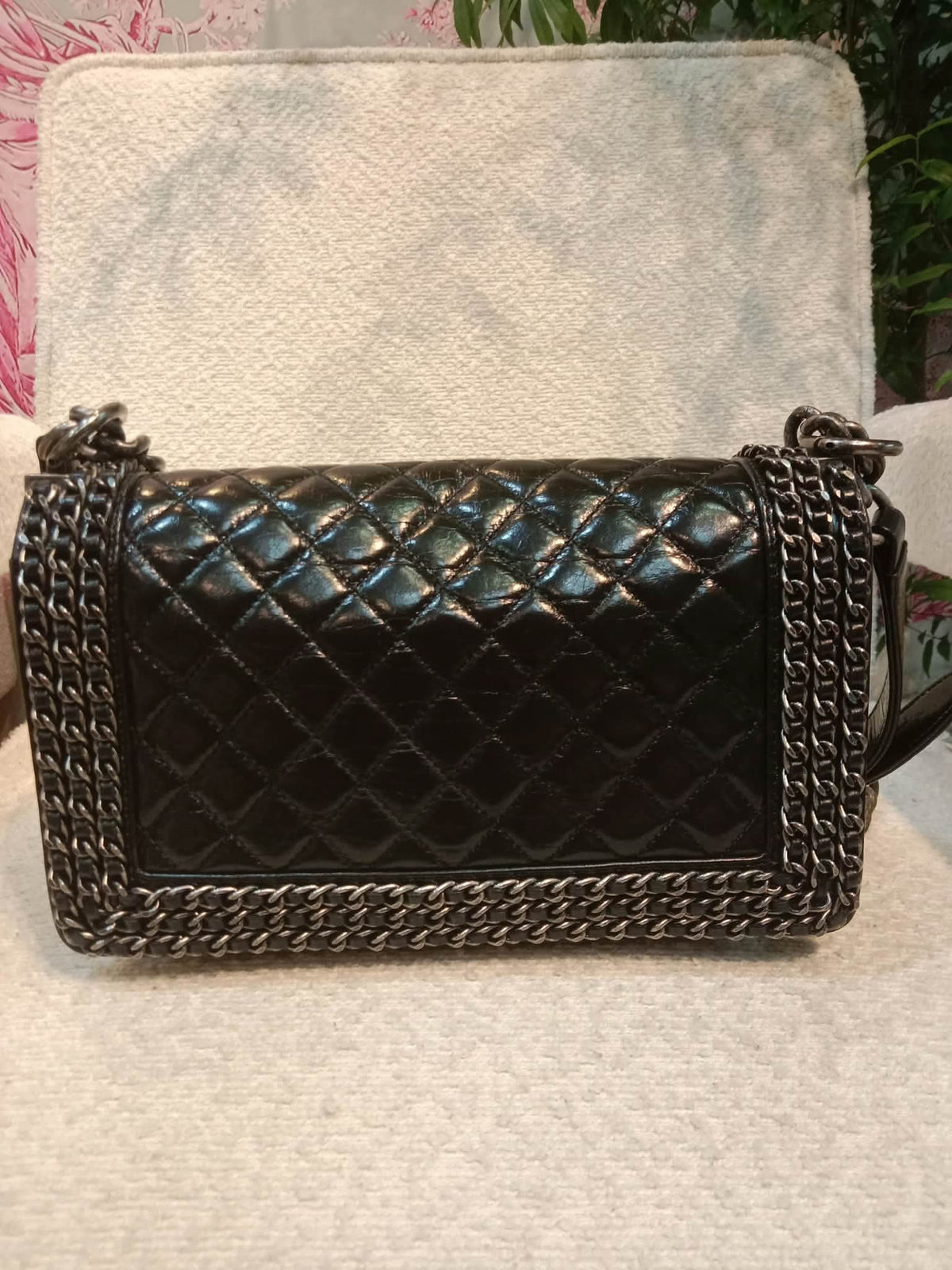 Chanel Boy Flap Chain Trim Calfskin Black Series 20