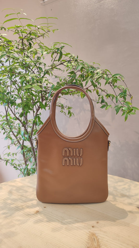 Miu Miu Ivy Tote Bag Cognac Mini Fullset