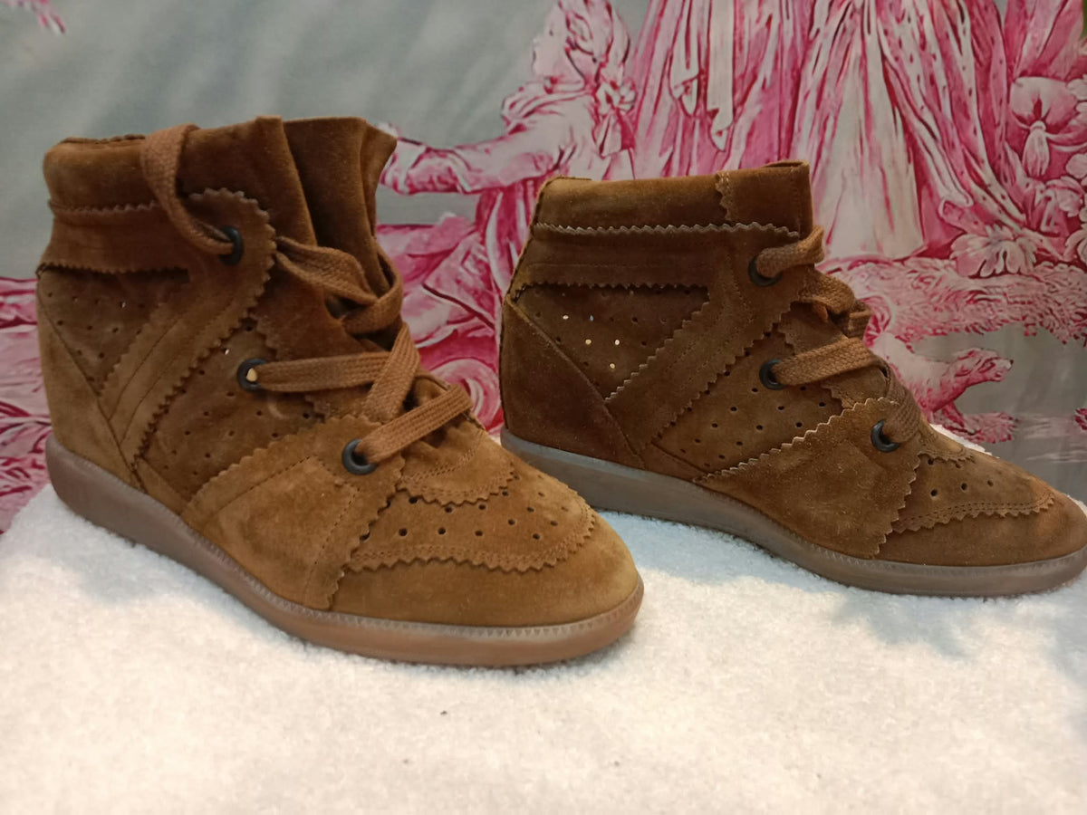 Isabel Marant Bobby Suede Sneaker Boots Brown/Caramel Size 38