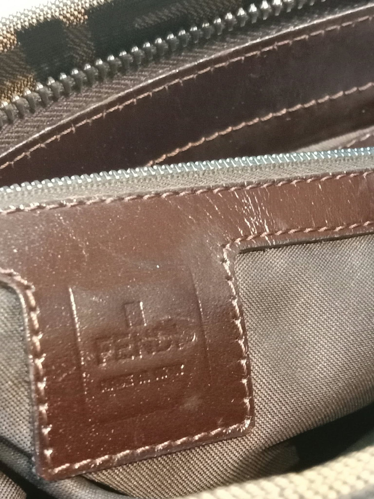 Fendi Zucca Baguette Canvas Shoulder Bag Brown