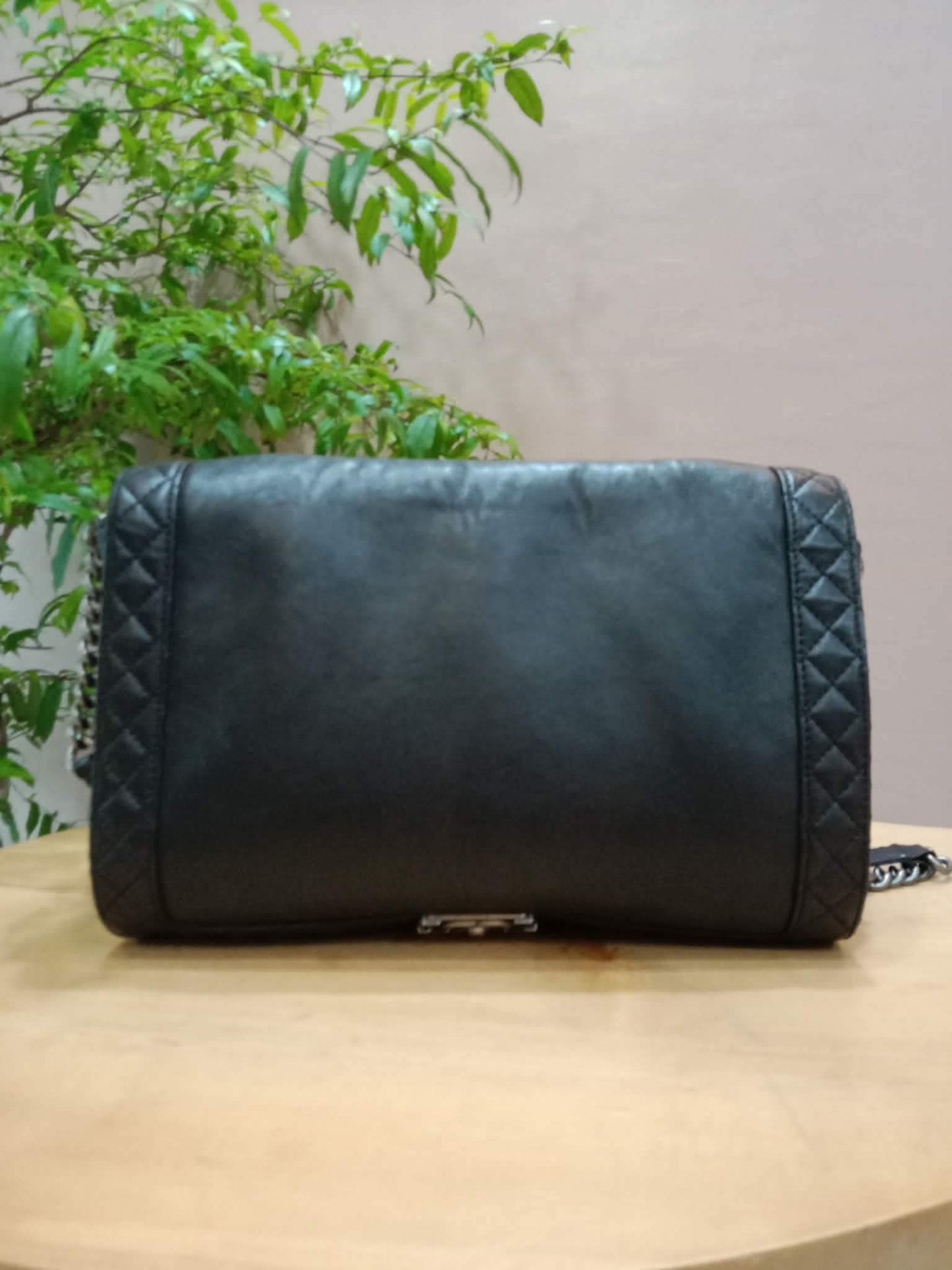 Chanel Boy Reverso Flap Bag Quilted Borders Antique Silver Hardware Series 18