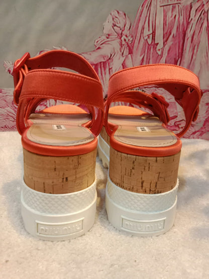 Miu Miu Platform Sandals Orange Size 36.5