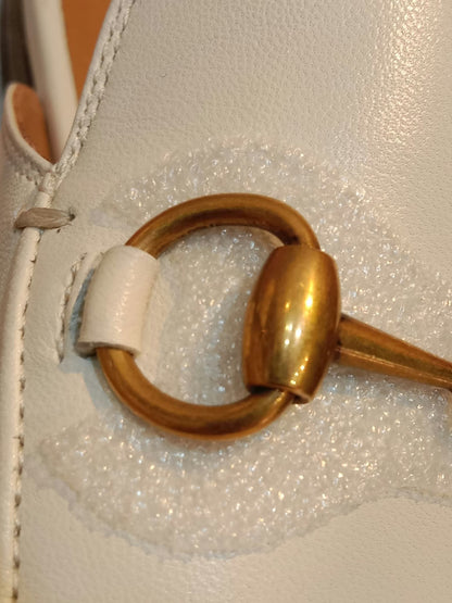 Gucci Princetown Horsebit Mules White Size 38