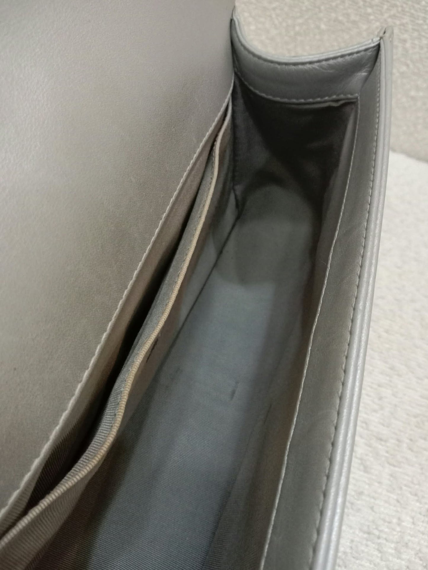 Chanel Le Boy Lambskin Old Medium Gray Series 20