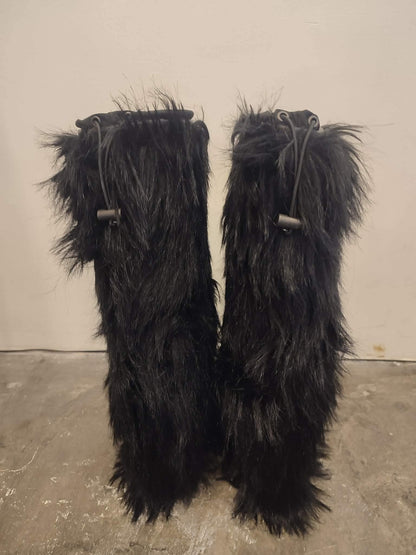 Prada Rossa Fur Black Boots Size 35