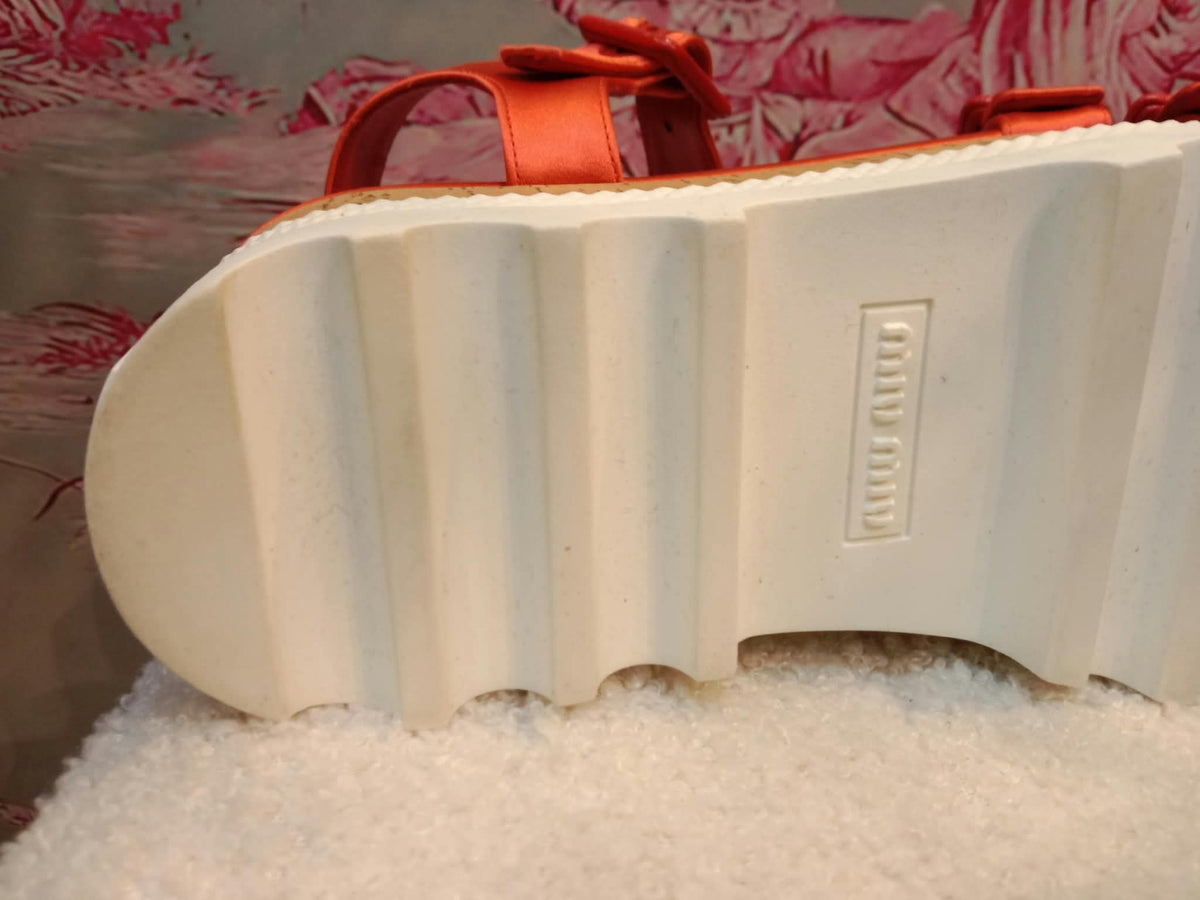 Miu Miu Platform Sandals Orange Size 36.5