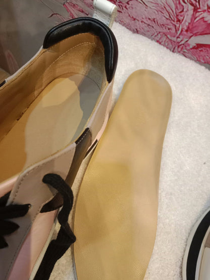 Hermes Rebus Sneakers Rose Aube/Black/White/Taupe Size 37.5