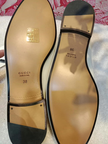 Gucci Princetown Horsebit Mules White Size 38