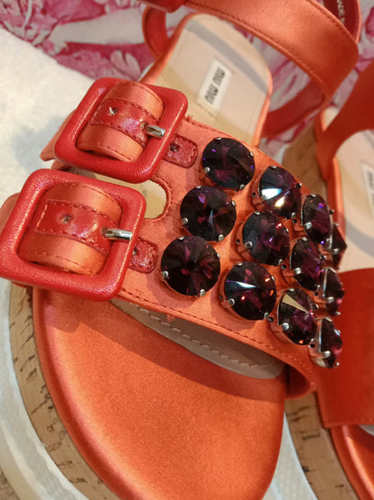 Miu Miu Platform Sandals Orange Size 36.5